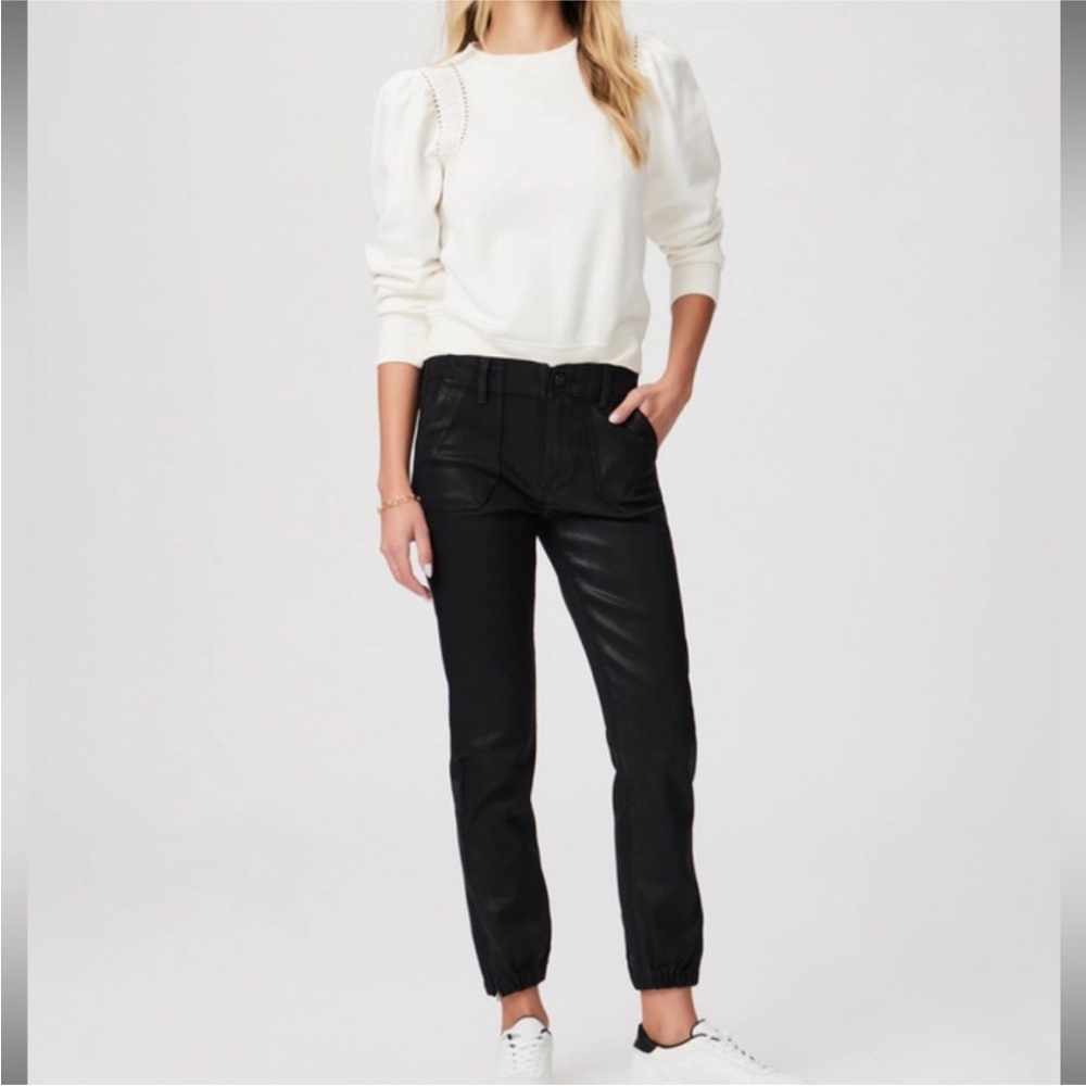 PAIGE Black Transcend Coated Pants